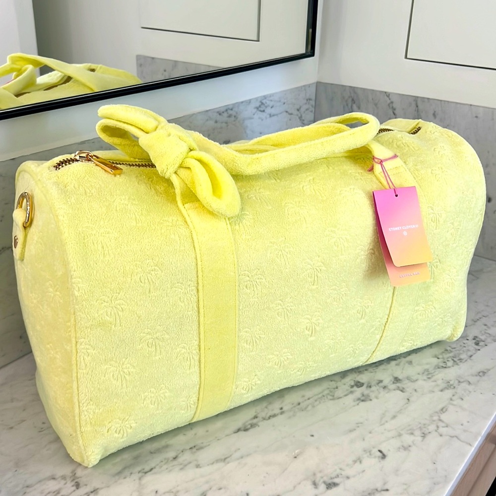 BNWT Stoney Clover Lane x Target yellow palm tree print terry cloth duffel bag